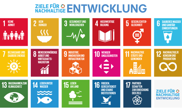 Eine Übersicht der 17 Ziele für nachhaltige Entwicklung