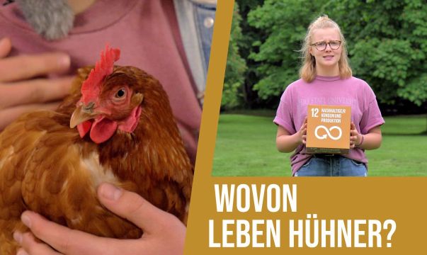 Eine junge Frau hält ein Huhn in ihren Händen. Foto: Universiät Göttingen